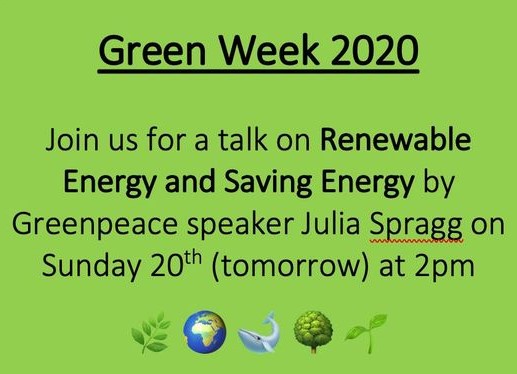 Green Week – Greenpeace Talk on Renewable Energy & Saving Energy