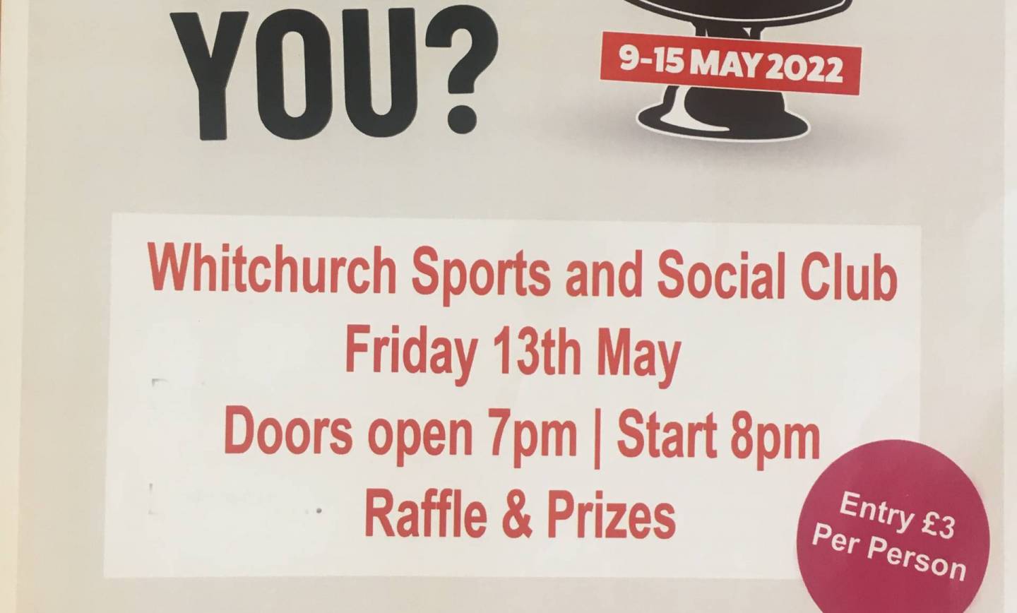 National Charity Pub Quiz at Whitchurch Sports & Social Club