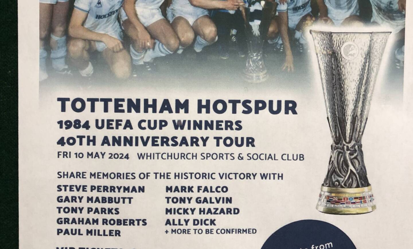 An Evening With the 1984 Tottenham Hotspur Uefa Cup Winners